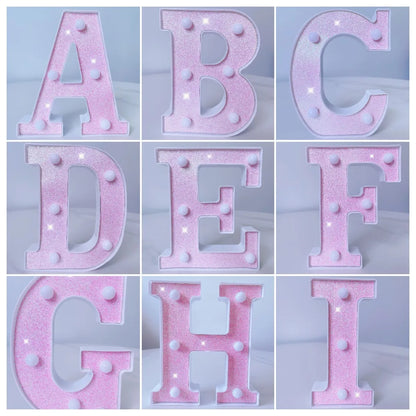 Pink Romantic Luxury LED Light 6.3-inch Pink Decorative Alphabet Number Light Battery Powered Christmas Decorative Light Wedding