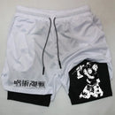 Men's Sports Shorts Anime Performance Shorts Printed Men GYM Casual Sport Compression Shorts Workout Running Mesh 2 in 1 Shorts