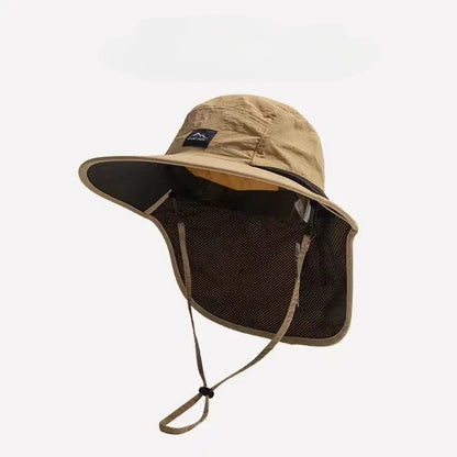 Unisex Summer Wide Brim Waterproof and Quick-drying Panama Caps Outdoor Visor Bucket Hats Mesh Breathable Sun Hat with Neck Flap