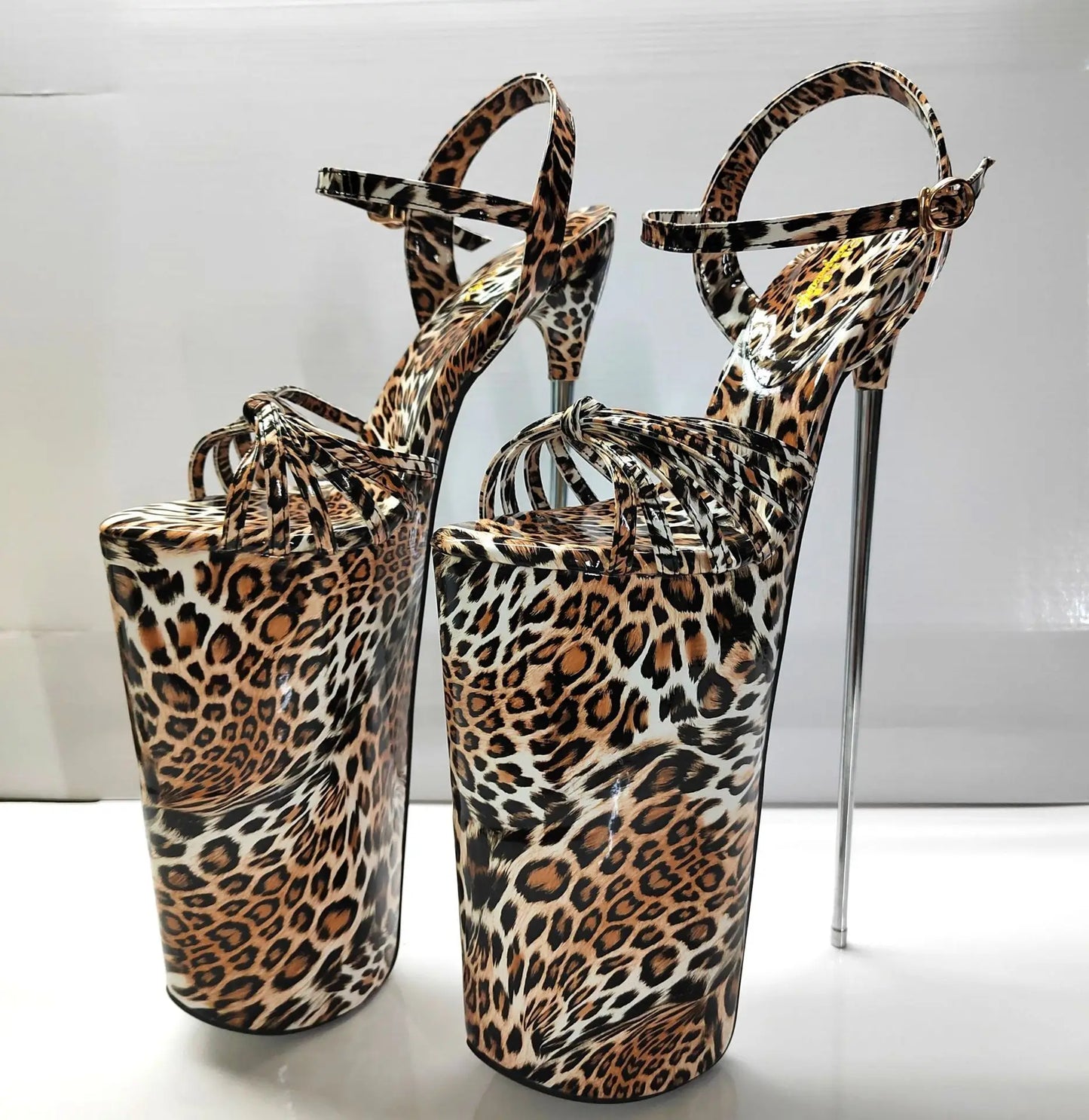New Super High Thin Heels 30 Cm Steel Heels Large Size Women's Sandals Suede Black Buckle Sky-high Sexy Shoes platform sandals