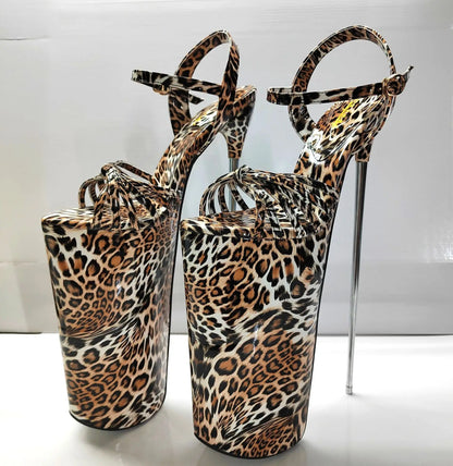 New Super High Thin Heels 30 Cm Steel Heels Large Size Women's Sandals Suede Black Buckle Sky-high Sexy Shoes platform sandals