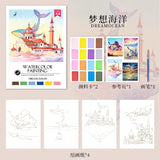 Bview Art Parent-Child Gouache Painting Kit with Watercolor Pads, DIY Coloring Notepad for Kids & Stress Relief Art Supplies