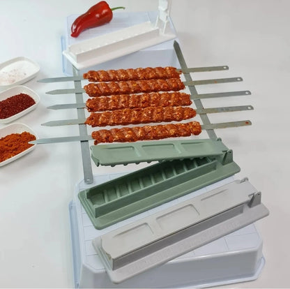Máquina para hacer brochetas de carne de barbacoa, prensa de kebab de una sola fila, de plástico reutilizable, para hacer brochetas de barbacoa, herramienta para barbacoa 