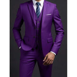 Men's Fashionable Gentleman Business British Style Solid Color Banquet Host Casual Wedding Suit (Blazer + Vest + Trousers)