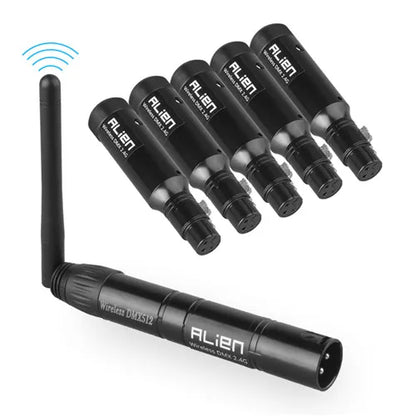 Alien recarregável 2.4g ism sem fio dmx 512 dfi controlador xlr receptor transmissor para discoteca dj festa bar dmx palco par luz