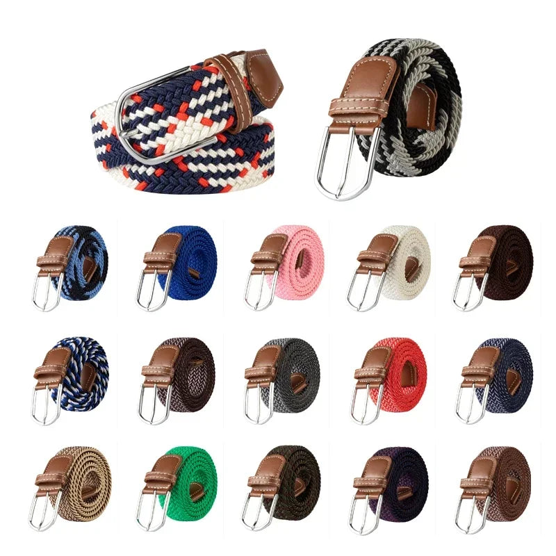 Women's Belt Fashion Casual Woven Elastic Belt Outdoor Sports Military Tactical Strap Climbing Work Belt Unisex Jeans Pants