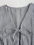 Women's Sets Two 2pcs Sale Summer V Neck Sleeveless Lace Up Vests&High Elastic Waist Striped Wide Leg Pant Suits OUYW-25014