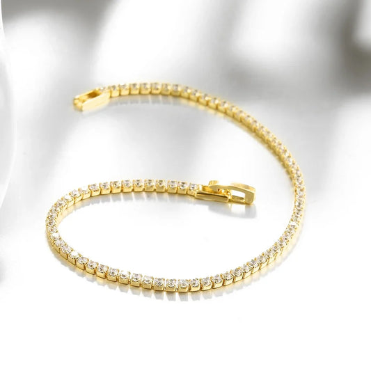 Pulsera de tenis de 16 cm a 19 cm con circonitas de 2 mm, regalo de aniversario, joyería de plata de ley 925 auténtica.