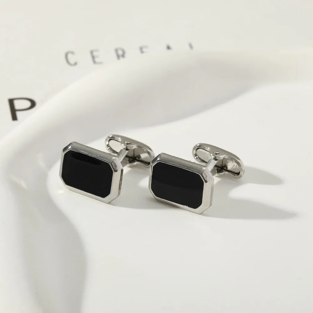 1Pair French Square Cufflinks Fashion Men's Business Banquet Suit Shirt Cuffs Buttons Luxury Wedding Cuff Links Gifts 2024 Trend