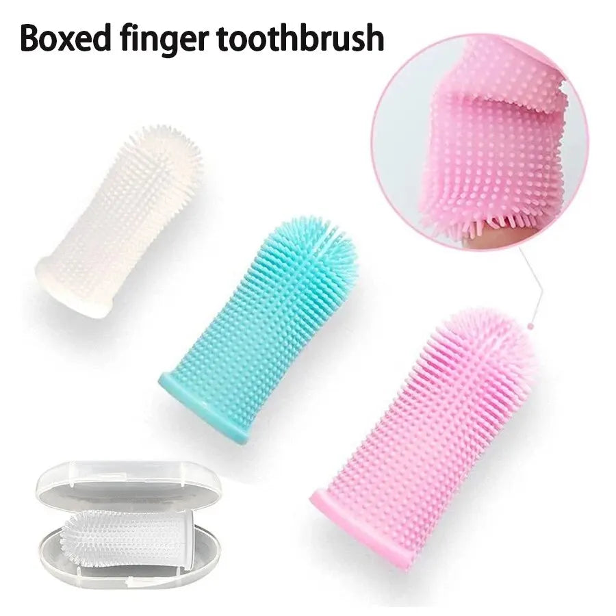 Pet Finger Toothbrush Cleaning Products for Cats and DogsOral Cleaning BrushesSilicone Bristles 
