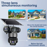 12MP 6K 3 Lens 3 Screen 4G Outdoor Solar Camera Wireless WiFi IP Cameras PIR Auto Tracking Solar Security CCTV Surveillance Cam