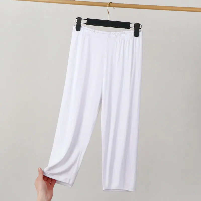 XL a 8XL verão modal leggings bezerro comprimento cintura alta tamanho grande estiramento casual emagrecimento básico calças curtas calças de dormir