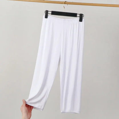 XL a 8XL verão modal leggings bezerro comprimento cintura alta tamanho grande estiramento casual emagrecimento básico calças curtas calças de dormir