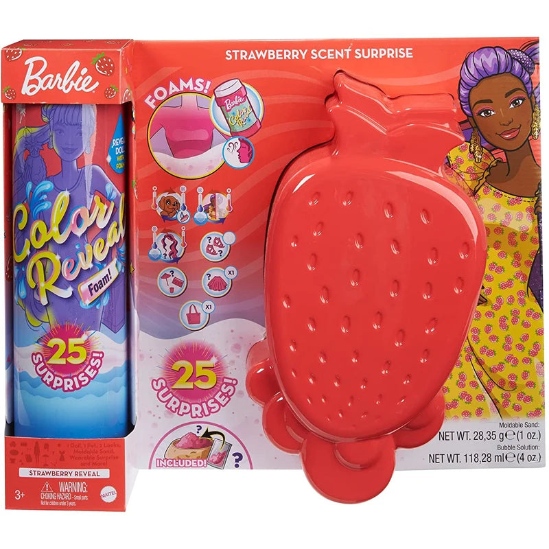 Genuine Barbie Color Reveal Foam Dolls Pet Friend with 25 Surprises Scented Bubbles Princess Doll Toys for Girls Gift
