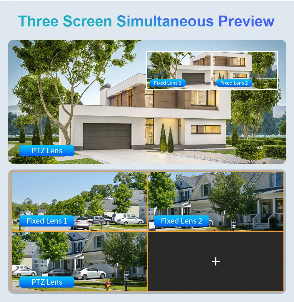 LS VISION 10K Outdoor WiFi Camera 20X Zoom Three Screen CCTV External IP Cam 20MP Security Ai Tracking Video Surveillance Camera