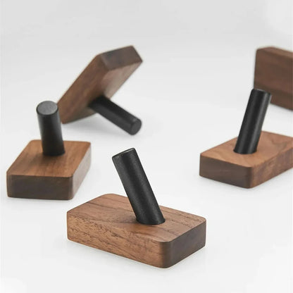 Self-adhesive New Simple Solid Wood Hook Walnut Hanging Hanger Bathroom Wall Hook Bedroom Coat Storage Rack Home Towel Key Decor