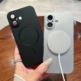 For Magsafe Silicone Matte Bumper Case For iPhone 16E 16 15 14 13 12 11 Pro X XS XR Max 8 7 Plus SE Magnetic Lens Protect Cover