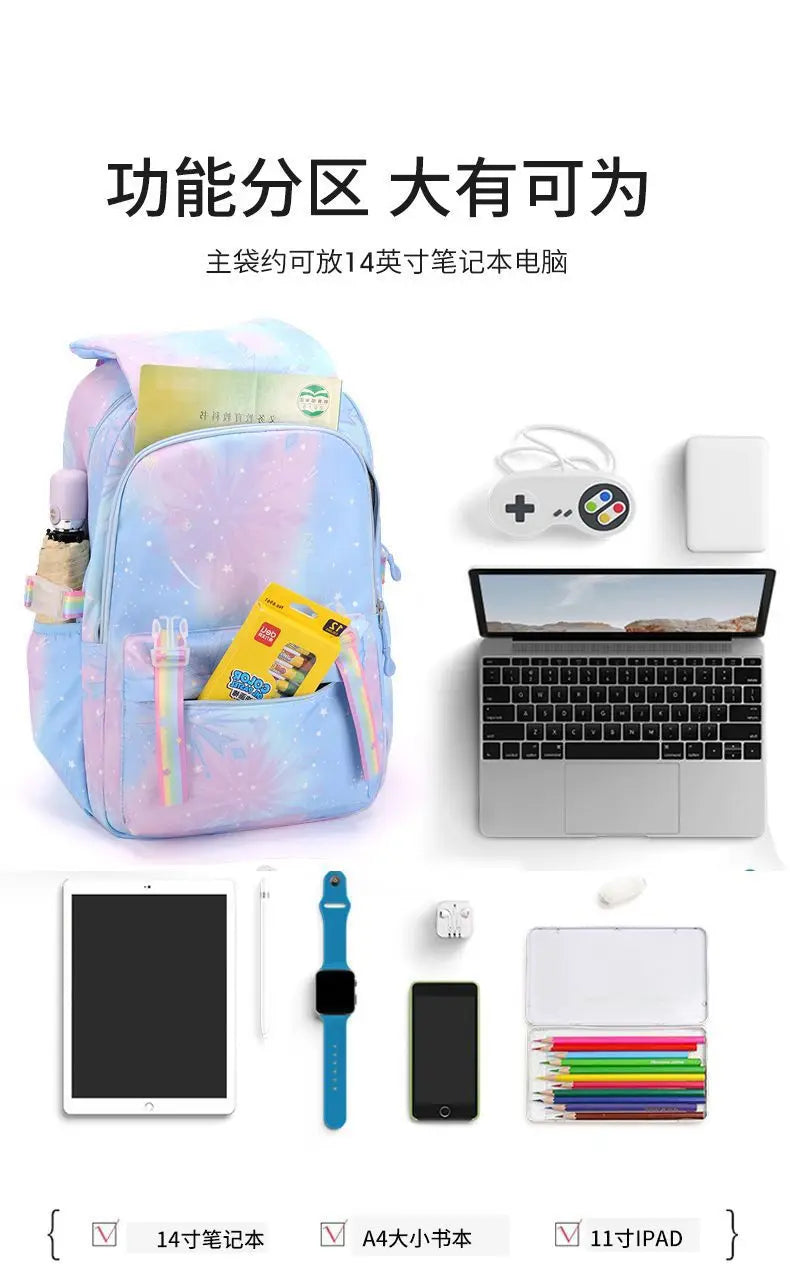 Pink Cartoon Barbie Backpacks Boy Girl Kids Gradient Ramp Women Bagpack Teens Simple Schoolbags Capcity Travel Laptop Backpack