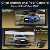 Srnubi 10.26" Dash Cam Rearview Wireless Carplay & Android Auto 4K DVR Navigation Player Dual Lens Recorder Dashboard WIFI 5.0BT