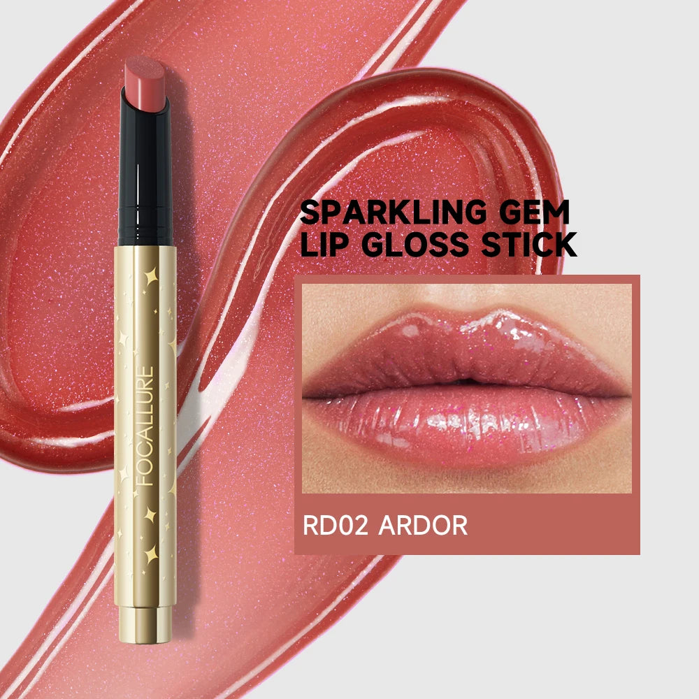 FOCALLURE Pearlescent Lip Gloss Stick Moisturizing Long Lasting Sexy Sparkling Lip Balm Shimmer Lipstick Pen Makeup Cosmetics