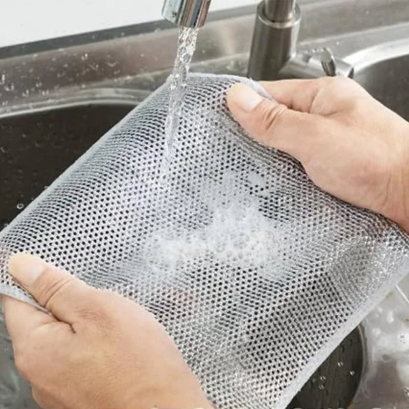 Paño de limpieza de alambre de acero grueso, antirayaduras, de doble capa, de microfibra, para lavar platos, ollas y cocina, 20 o 5 unidades