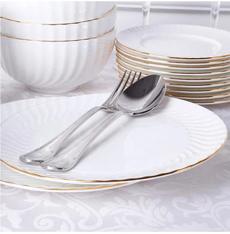 1pc Dish And Plates Bone china Dinner Set China Health Tableware White Ceramic Fruit tray  Soup plate Bowl Dish Gift Porcelain