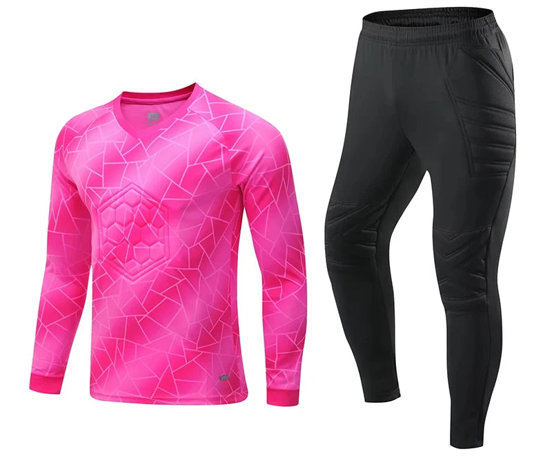 Men Kid 2024 Soccer Goalkeeper Uniform Protective Sponge Long Sleeve Football Training Goalkeeper Top Soccer Jersey Pants Custom