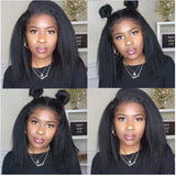 Glueless Kinky Straight Short Bob Virgin Human Hair Wig 13x4 Frontal HD Transparent Lace Peruvian Remy Soft Yaki Wear And Go Wig