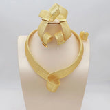 Women's Jewelry Sets Gold Plated Sprial Necklaces Simple Earrings Italian Fashion Rings Bracelets Wedding Accessories