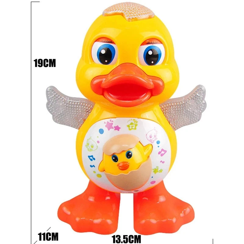 Pato eléctrico bailarín, divertido, parpadeante, con luz intermitente, sacude el cuerpo, lindo animal de dibujos animados musical, juguete educativo, regalo para niños