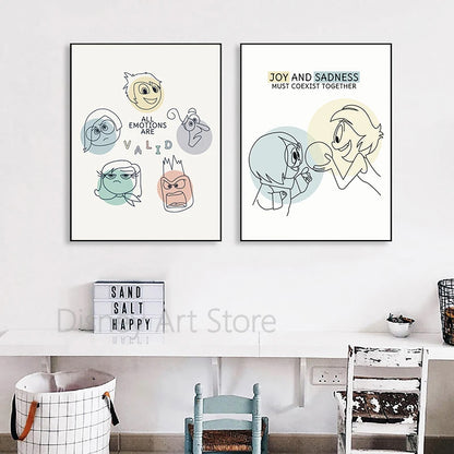 INSIDE OUT Mental Health Poster Kids Feelings Emotions Art Print Canvas Painting School Counselor Office Decor Psychologist Gift