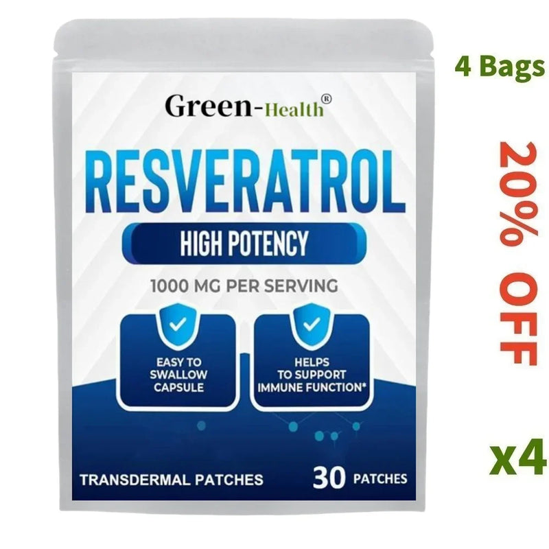 30 Patches Resveratrol Transdermal Patches Antioxidant Supplement Helps Support Anti-Aging and Immune System
