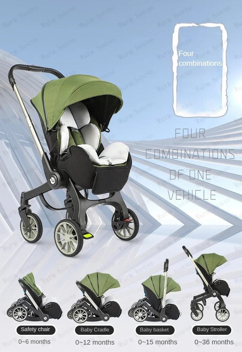 EU STOCK 4in1 baby stroller two-way Multifunctional newborn baby stroller 3in1 Foldable Basket type seat Lightweight Travel Pram