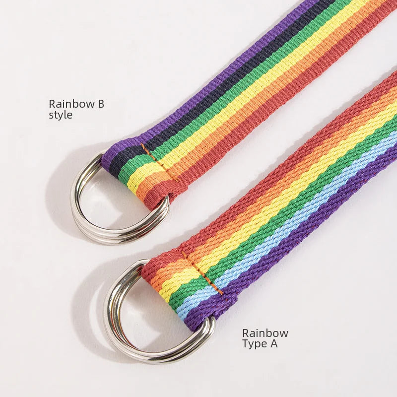 7-color Rainbow D-clip Women Ultra-long Casual Versatile Summer Waist Belt Fashionable Commuting Style Iron Buckle