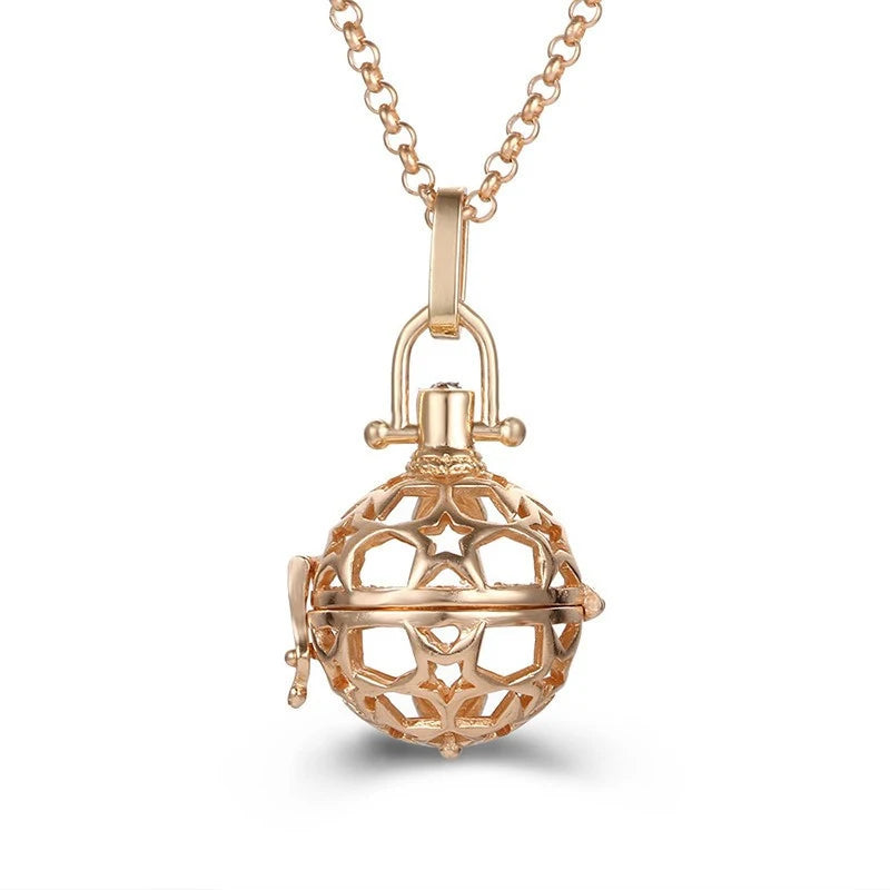 New Aroma Water Droplets Cage Lockets Necklace Heart Shaped Zircon Essential Oil Diffuser Set Combination Woman Pendant Jewelry