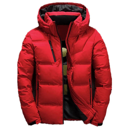 Chaqueta de plumón de 20 grados para hombre, parka de invierno para hombre, chaqueta de plumón de pato blanca con capucha para exteriores, abrigo de nieve acolchado grueso y cálido de gran tamaño M-4XL
