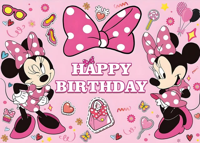 Disney Cartoon Theme Photography Background, Mickey, Minnie Mouse, Baby Shower, Happy Birthday, Gender Reveal, Banner for Children, 1Set 