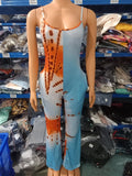 Mono de verano para mujer, estampado de moda, color liso, cuello en V, informal, sin mangas, largo, ajustado, con tirantes