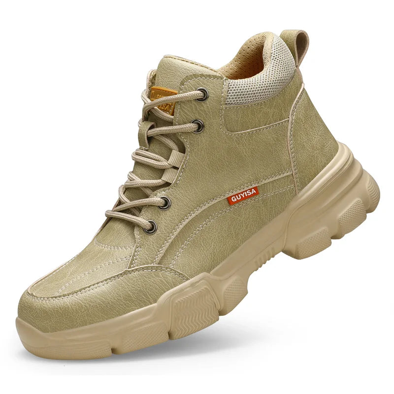 Latest 2023 Waterproof Men Leather Boots Steel Toe Cap Safety Work Shoes Anti Smashing Indestructible Construction Welding Boots