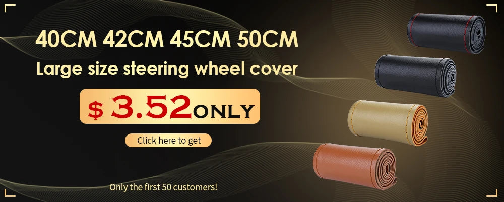 38cm 15inch Car Steering Wheel Braid Cover Artificial leather Needles And Thread Soft Non-slip Auto Interior Accessories Kits