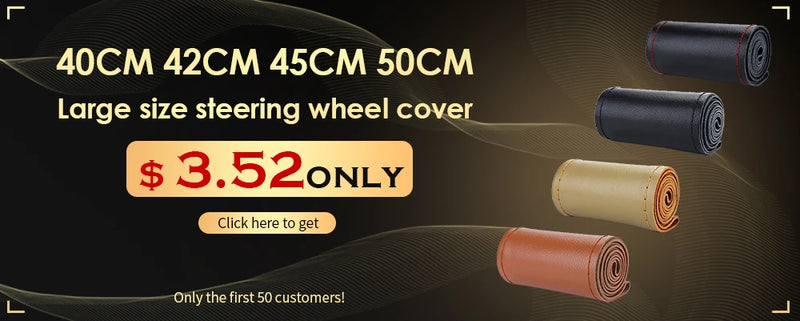 38cm 15inch Car Steering Wheel Braid Cover Artificial leather Needles And Thread Soft Non-slip Auto Interior Accessories Kits