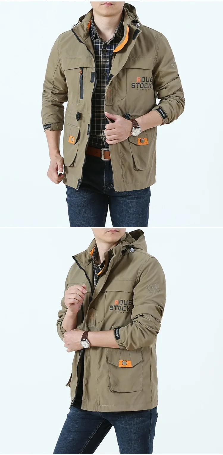 Chaqueta táctica cortavientos para hombre, impermeable, con capucha, para exteriores, deportiva, militar, talla europea, S-5XL, para escalada de campo, ropa fina