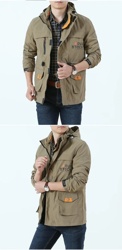 Chaqueta táctica cortavientos para hombre, impermeable, con capucha, para exteriores, deportiva, militar, talla europea, S-5XL, para escalada de campo, ropa fina