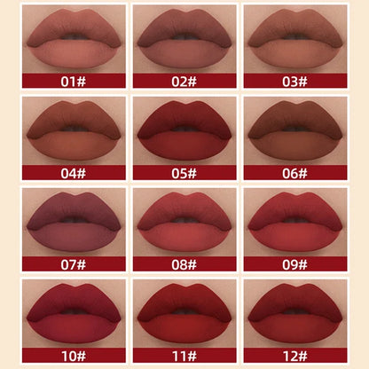 Nude Matte Lip Gloss 24 Colors Long-lasting Velvet Lipstick Waterproof Non-stick Cup Sexy Red Dark Lip Tint Makeup Cosmetic