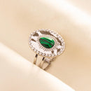 1pc Green Turquoise Ring Hippie Stainless Steel Silver Color Charm Opening Adjustable Ring Women Chunky Bohemian Party Jewelry