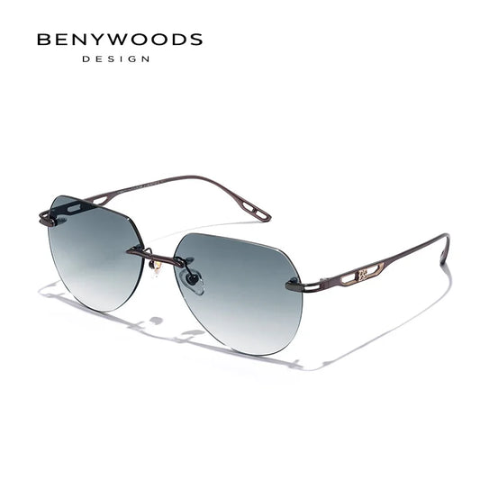 Benywoods Design Fashion Rimless Men's Sunglasses Gradient Photochromic UV400 Outdoor Sun Glasses Pure Titanium Eyewear BS23052