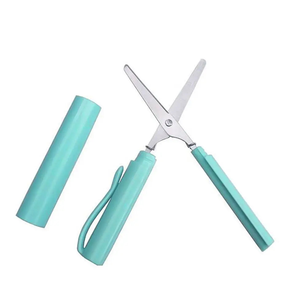 Tijeras portátiles con forma de bolígrafo, tijeras plegables creativas y seguras, herramienta multifunción para cortar papel, suministros para la escuela y la oficina.