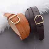Women's Fashion Pin Buckle Thin Belt Genuine Luxury Soft Belt for Women with Cargo Pants Jeans Windproof PU Leather Belt