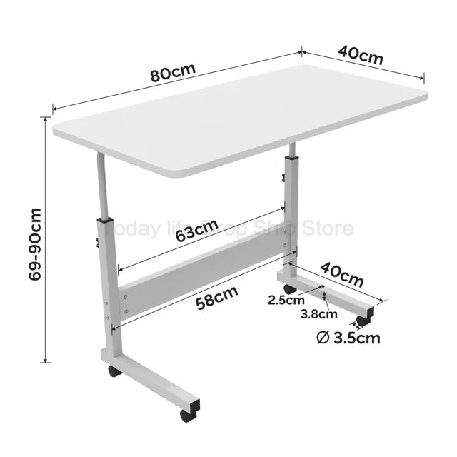 Mesa de Computador Ajustável em Altura, Mesa Sit-Stand, Mesa Laptop com Rodas, Escritório Top, Sala e Quarto, HWC