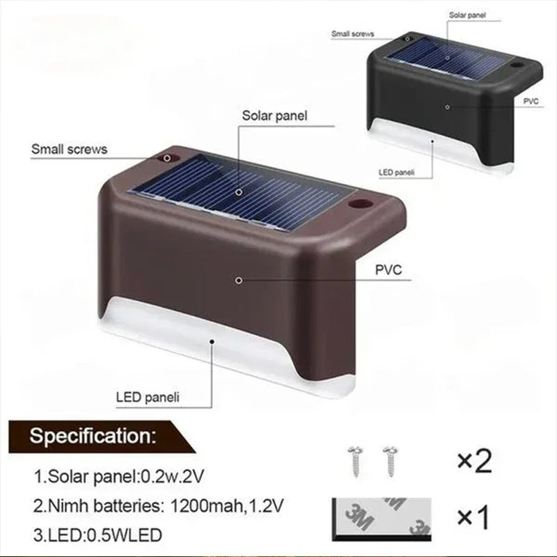 1-12 Pack Solar Deck Lights Outdoor Step Lights Waterproof Led Solar Lamp for Railing Stairs Step Fence Yard Patio and Pathway